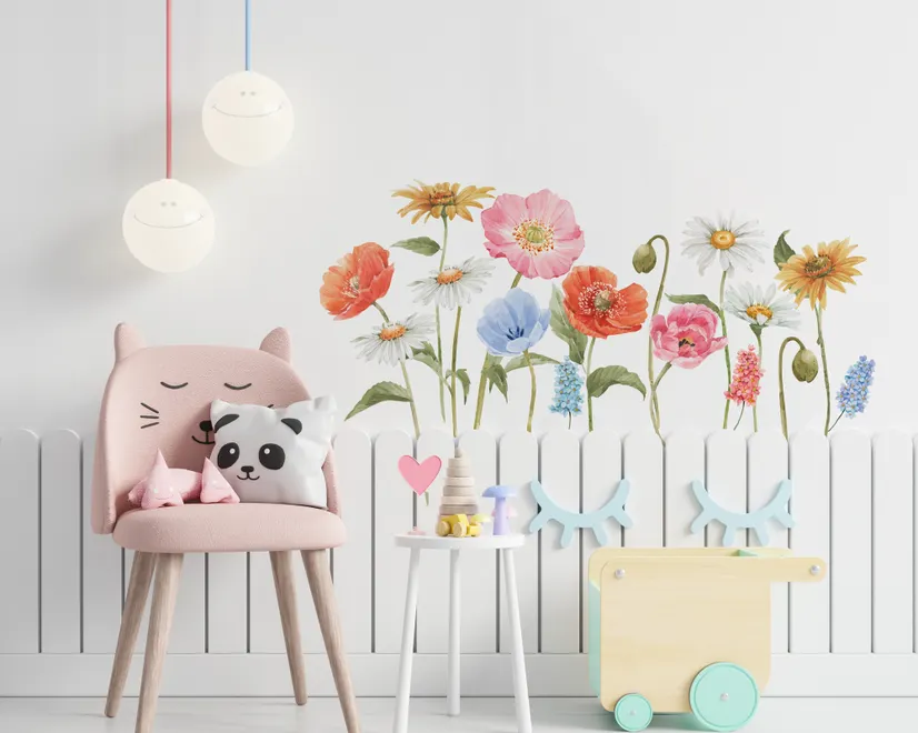 Colorful Wildflowers Wall Decal Sticker