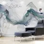 Papier peint panoramique abstrait de fumée colorée et d'arbres