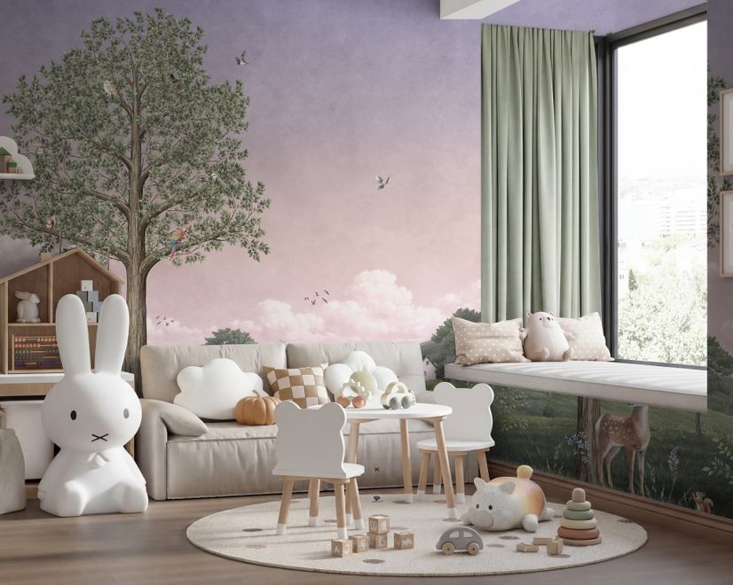 Kids Forest Animals Landscape Wallpaper Mural