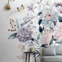 Soft Victorian Floral and Yellow Butterfly Wallpaper Mural