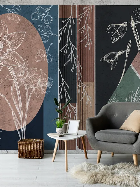 Abstract Floral Art Wallpaper Mural