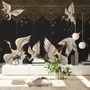 Papier peint oiseaux grue asiatiques ornements