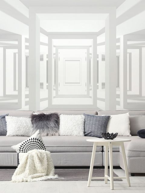 3D Look Abstract Architecture White Corridor Wallpaper Mural