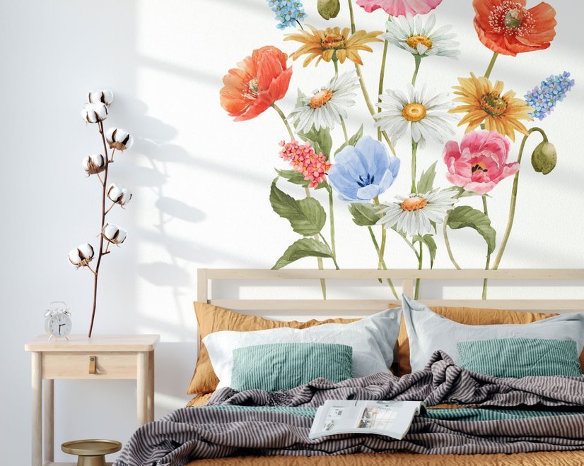 Buntes Wildblumen-Wandtattoo