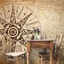 Vintage Map with Compass Wallpaper Mural