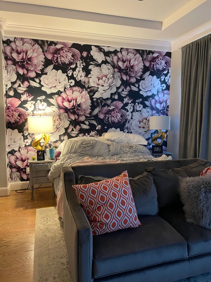 Vintage Dark Large Peony Flower Wallpaper Mural