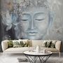 Vintage Buddha mit Lotus Blumen Fototapete