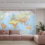 Political World Map and Country Flags Wallpaper Mural