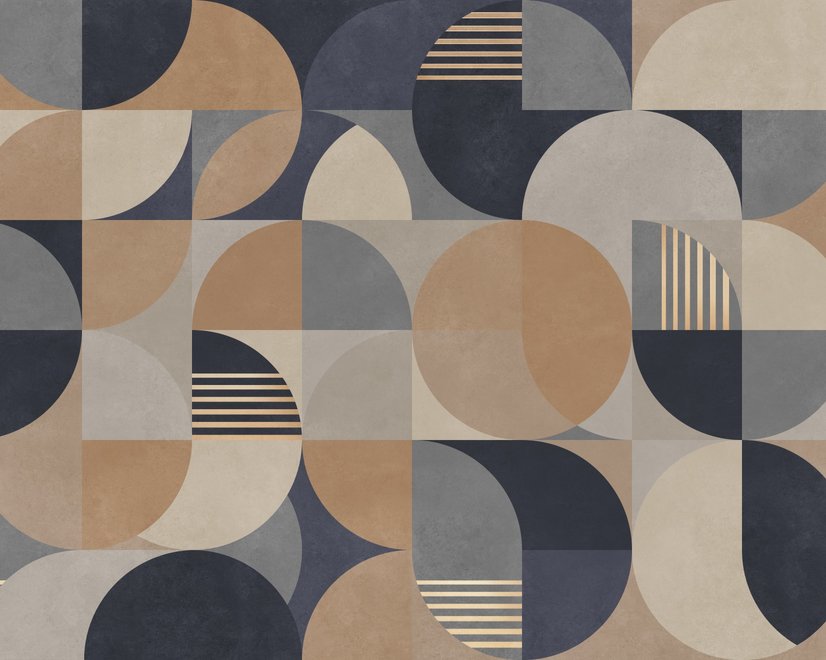 Retro Abstract Geometric Shapes Wallpaper Mural