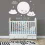 Blanc Mignon Fullmoon avec nuages Stickers muraux Sticker