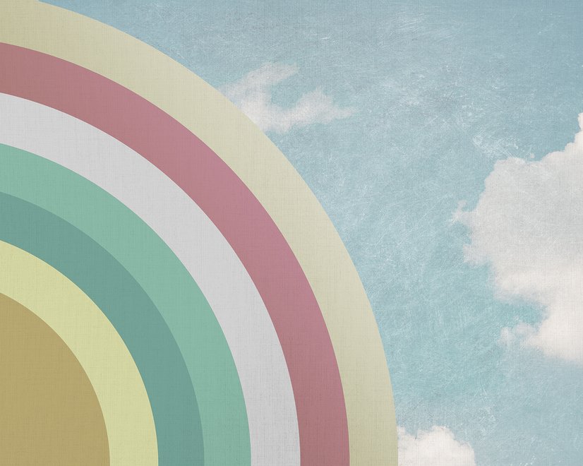 Papier peint panoramique ciel et arc-en-ciel pour enfants