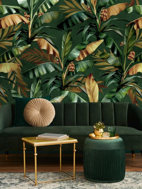 Papier peint feuilles palmier banane