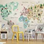 Kids Watercolor World Map Wallpaper Mural