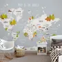 Kids World Map with Cartoon Animals Wallpaper Mural