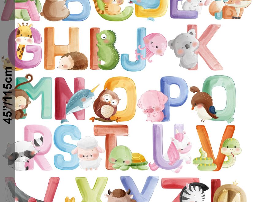 Watercolor Alphabet With Animals Wall Decal Sticker