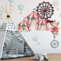 Kids Watercolor Circus Amusement Park with Little Hot Air Balloon Wall Decal Sticker