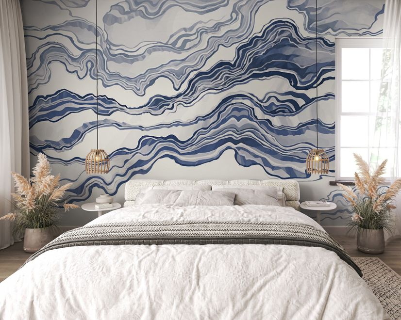 Nordic Abstract Waves Wallpaper Mural