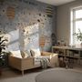 Kids World Map with Vintage Hot Air Balloon Wallpaper Mural