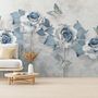 Soft Blue Floral Wallpaper Mural