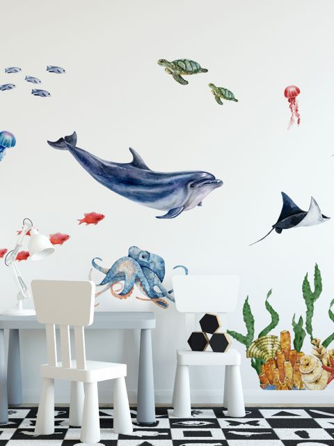 Kinder Unterwasser Tiere Wandtattoo