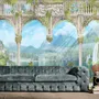 Lake Landscape on the Swan with European Style White Arches Wallpaper Mural