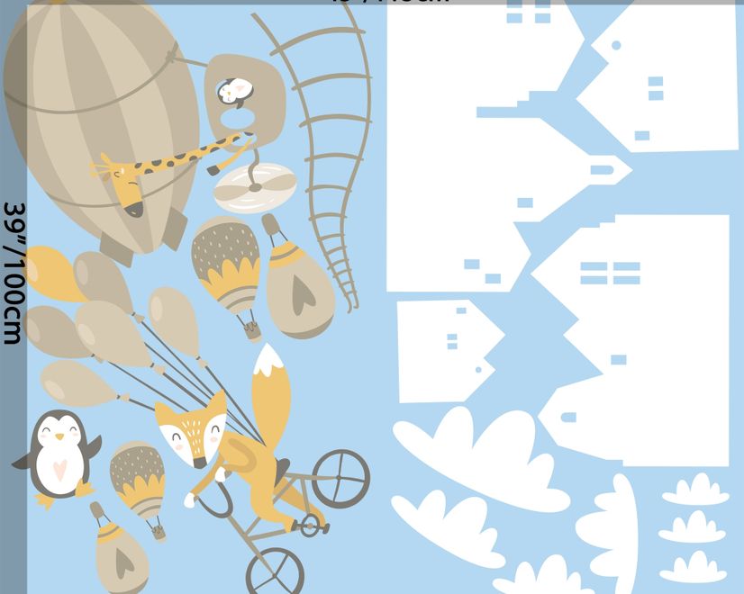 Nursery Hot Air Balloon and White Home Silhouette Wall Decal Sticker