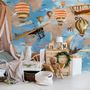 3D Look Kids World Map with Hot Air Balloon Wallpaper Mural