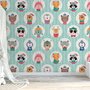 Papier peint panoramique motif d'animaux d'hiver mignon pour enfants avec lignes