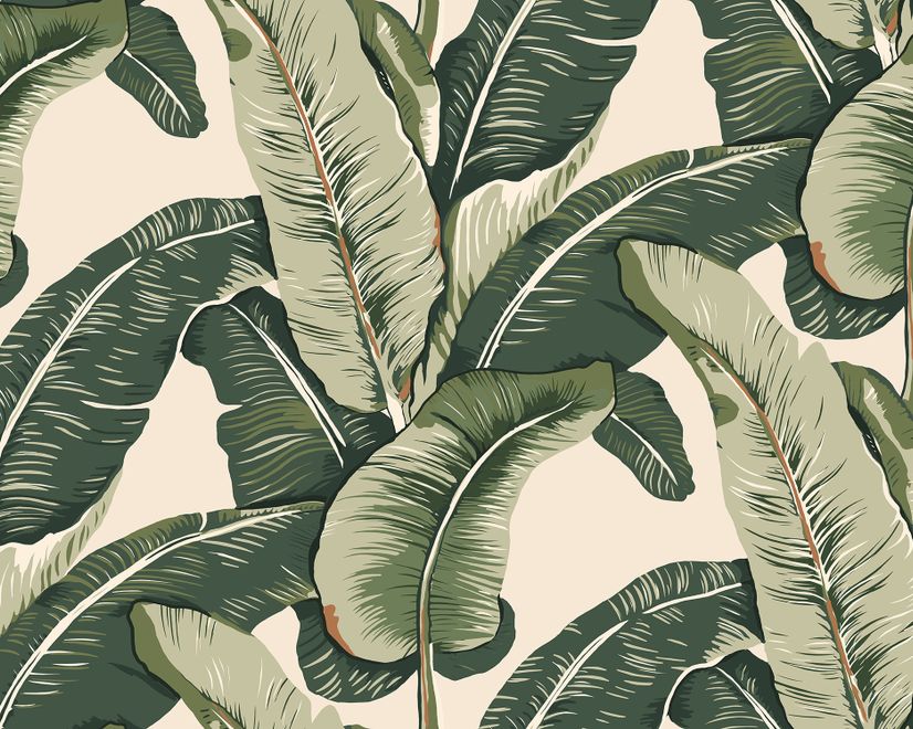 Retro Banana Leaves Pattern Wallpaper Mural