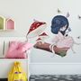 Cute Little Girl in the Forest with Colorful Butterfly Wall Decal Sticker