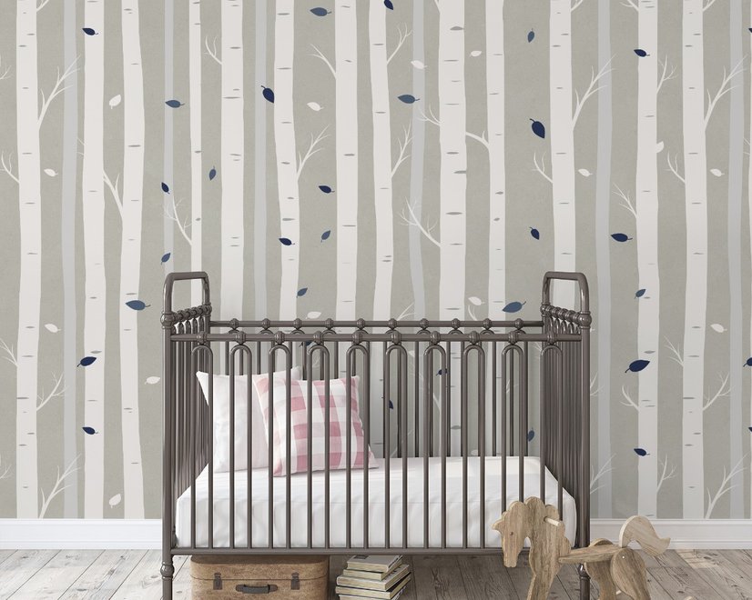 White Tree Branches Wallpaper Mural