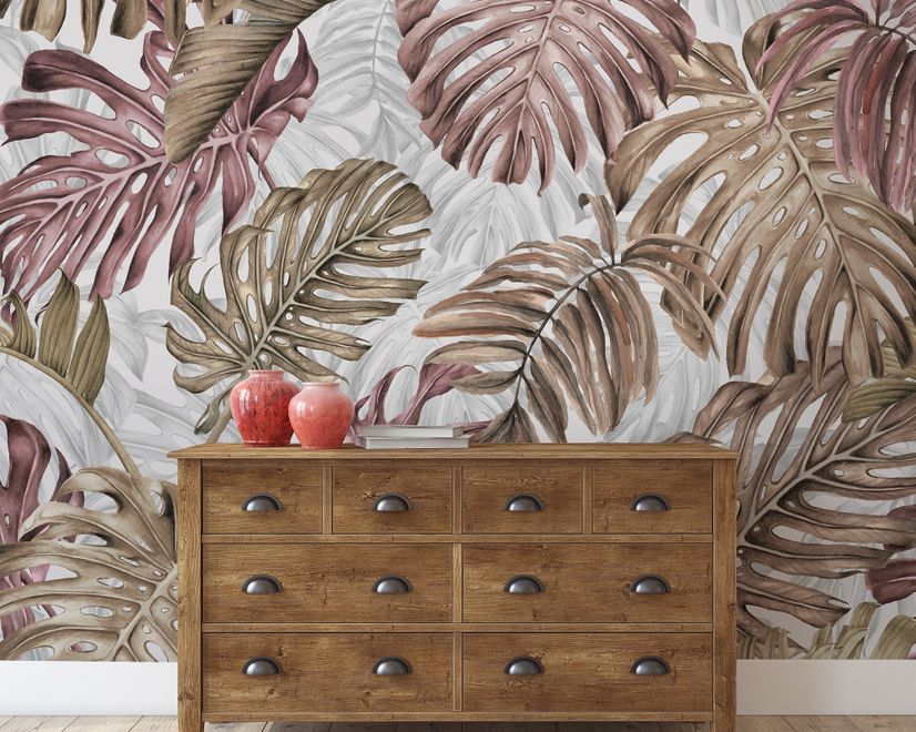 Tropical Leaf Pattern Wallpaper Mural