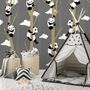 Cartoon Pandas with Tree Branches Wallpaper Mural