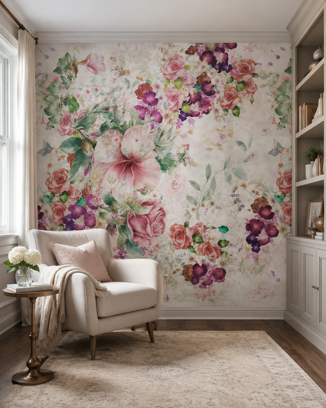 Vintage Flower Bouquet Wallpaper Mural - Peel and Stick