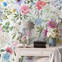 Papier peint panoramique de fleurs sauvages roses et printanières colorées