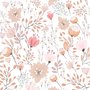 Papier peint panoramique motif floral de fleurs sauvages en rose doux et bleu pour enfants