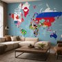 Papier peint drapeaux pays carte monde