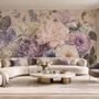 Elegant Pastel Botanical Flower Bouquet Wallpaper Mural