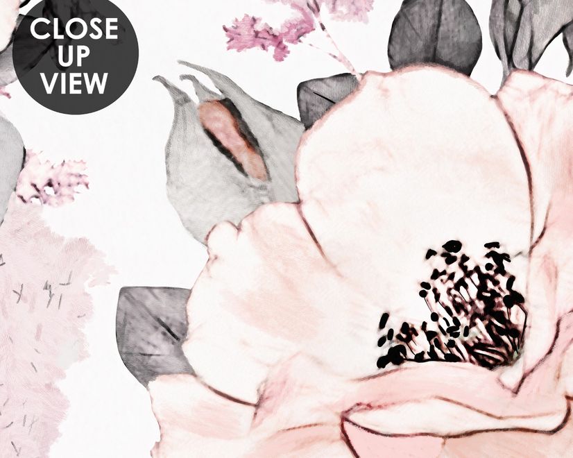 Kids Nursery Floral Pink Rose Pattern Wallpaper Mural