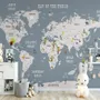 Kids Boys Kids World Map with Animals Wallpaper Mural