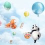 Cute Flying Panda & Animals Kids Nursery Wallpaper Mural