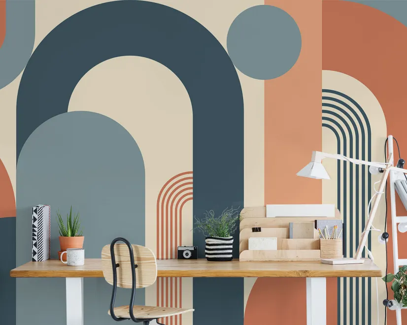 Papier peint panoramique géométrique avec des formes