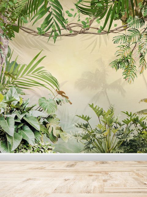 Papier peint panoramique de la forêt tropicale magique