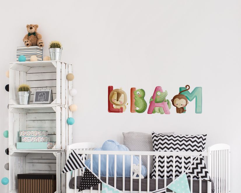 Watercolor Alphabet With Animals Wall Decal Sticker
