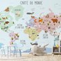  Carte éducatif en Français - Papier peint carte du monde éducative avec animaux pour enfants et bébé