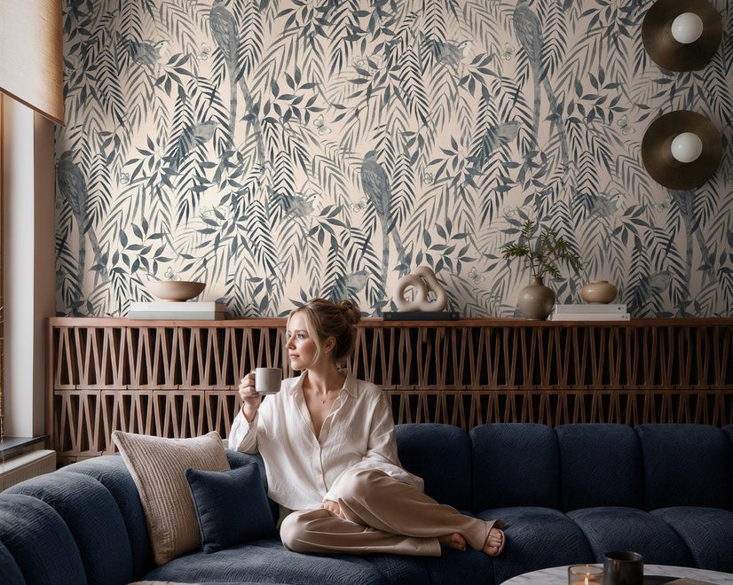 Watercolor Tropical Bird Garden Wallpaper Mural