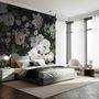 Dark Floral and White Peony Blossoms Wallpaper Mural