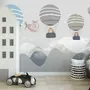 Kids Cartoon Hot Air Balloon and Airplane Wallpaper Mural