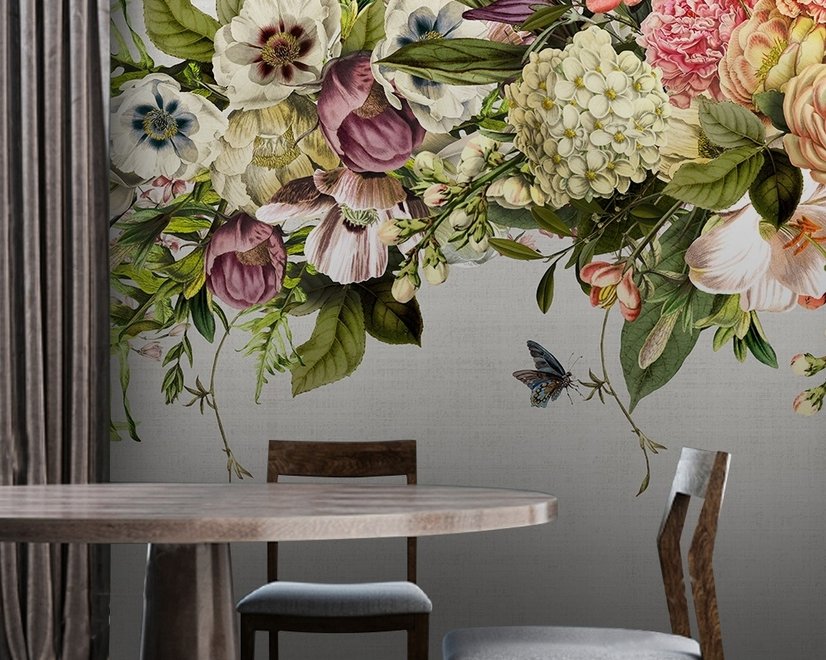 Vintage Hortensien Blumen Fototapete