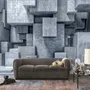 Fototapete 3D-Look Betonstil Graue Abstrakte Würfel